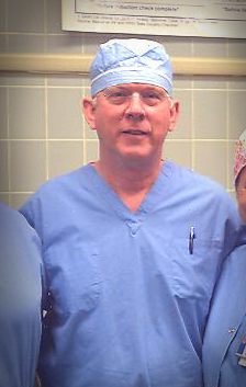 Dr. John Crawford in scrubs in the OR