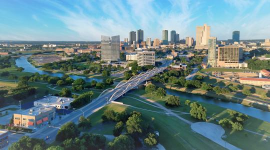 Aerial view of downtown Fort Worth, Texas